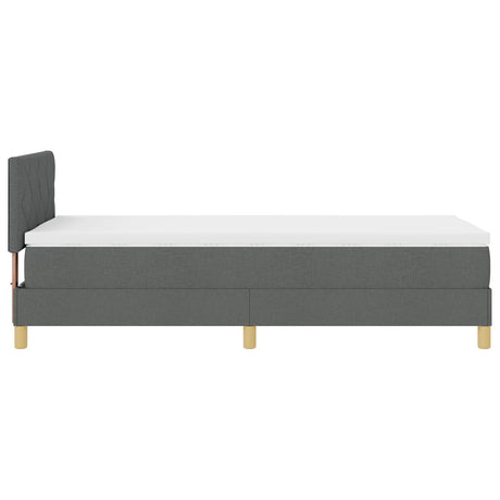 Box Spring Bed With Mattress & Led Dark Grey 90X200 Cm Fabric