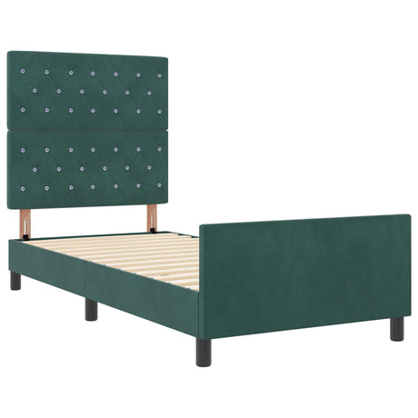 Bed Frame Dark Green 100X200 Cm Velvet