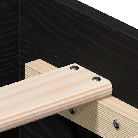 Bed Frame With Drawers Black Oak 135X190 Cm Engineered Wood