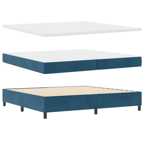 Box Spring Bed With Mattress & Led Dark Blue 200X200 Cm Velvet