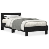 Bed Frame With Led Lights Black Oak 75X190 Cm Engineered Wood