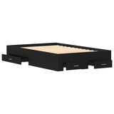 Bed Frame With Drawers Black Oak 120X190 Cm Engineered Wood