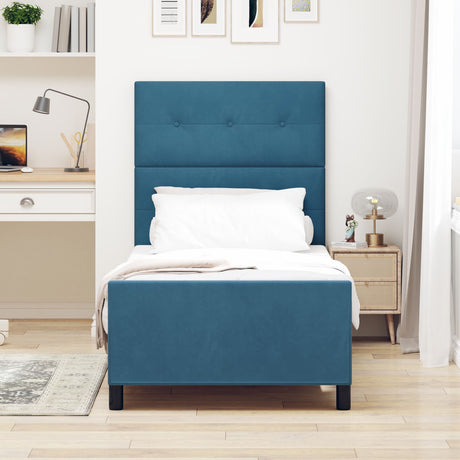 Bed Frame Dark Blue 90X200 Cm Velvet