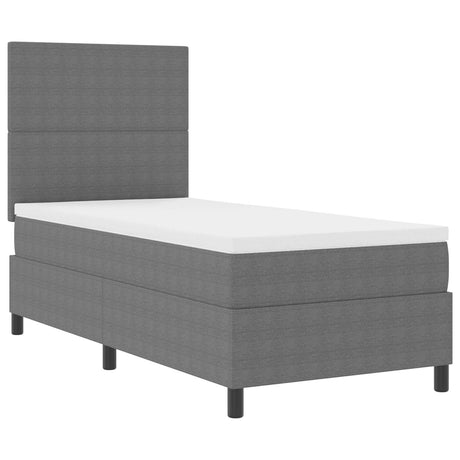 Box Spring Bed With Mattress Light Grey 80X200 Cm Corduroy Fabric