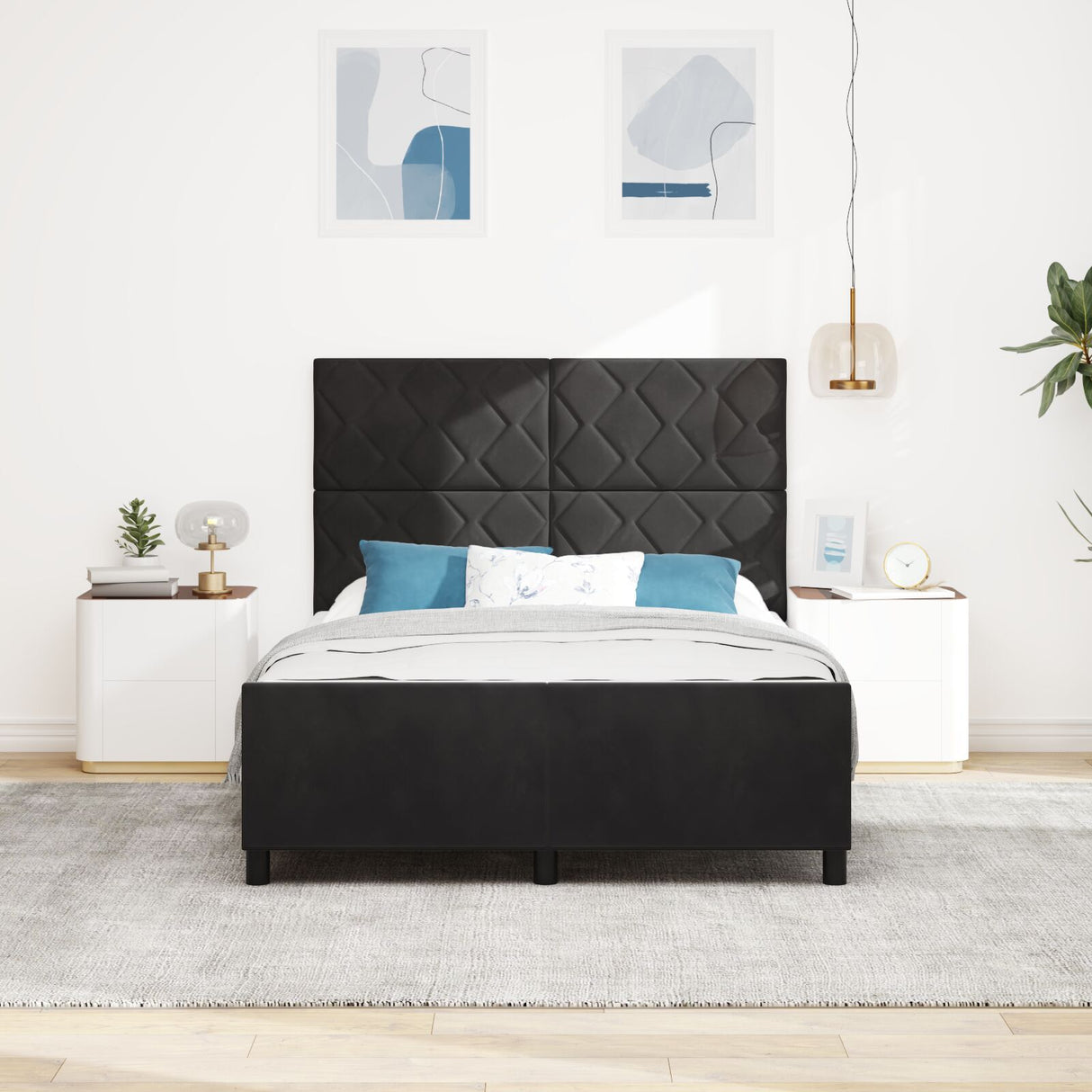 Bed Frame Black 140X200 Cm Velvet