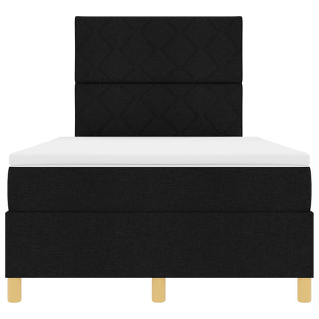 Box Spring Bed With Mattress & Led Black 120X200 Cm Fabric