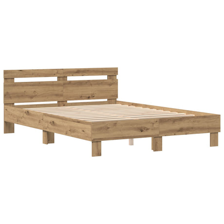 Wood Bed Frame Artisan Oak Wood 150 X 200 Cm