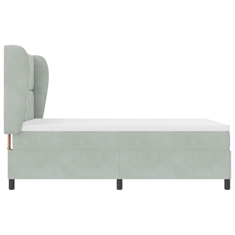 Box Spring Bed With Mattress Light Grey 160X200 Cm Velvet
