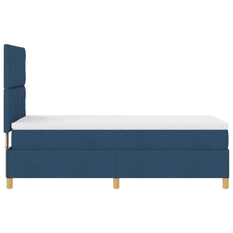 Box Spring Bed With Mattress & Led Blue 100X200 Cm Fabric