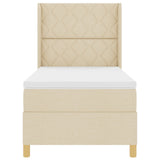 Box Spring Bed With Mattress In Cream - 90X200 Cm Fabric