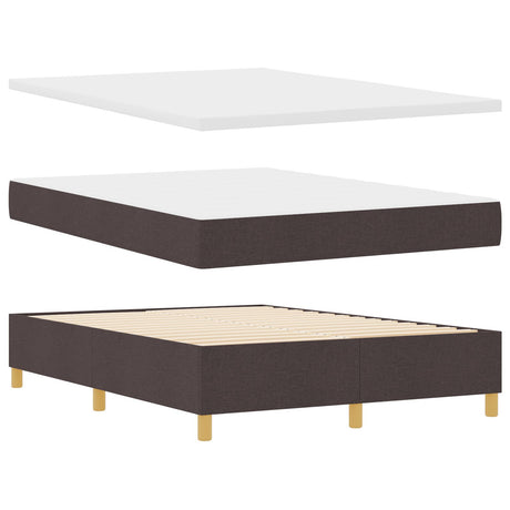 Box Spring Bed With Mattress & Led Dark Brown 140X200 Cm Fabric