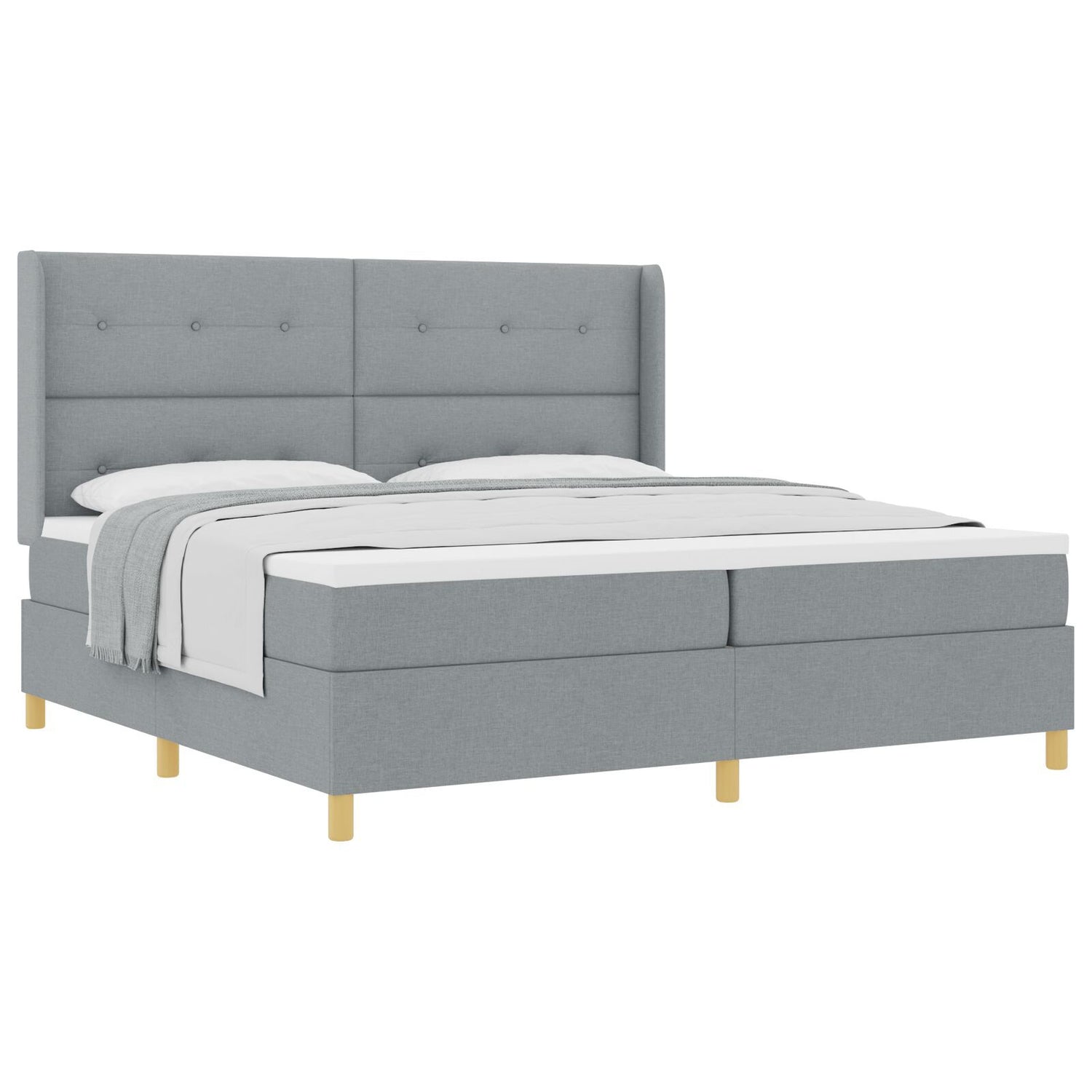Box Spring Bed With Mattress Light Grey 200X200 Cm Fabric