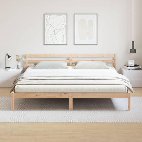 Bed Frame With Headboard 180X220 Cm Solid Wood Pine