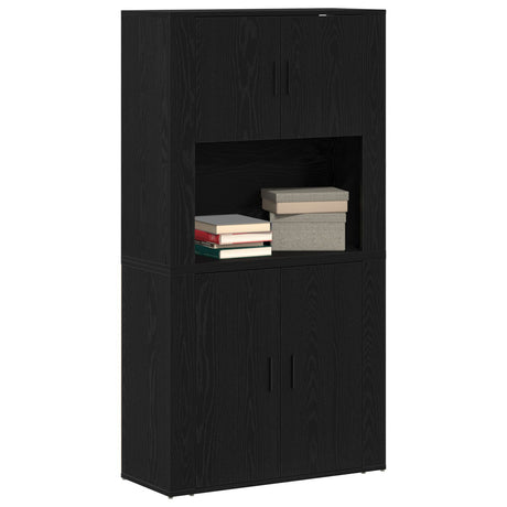 Highboard Black Oak 80X33X150 Cm Engineered Wood