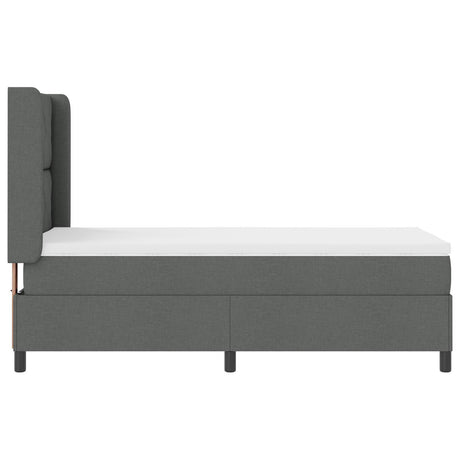 Box Spring Bed With Mattress & Led Dark Grey 90X200 Cm Fabric