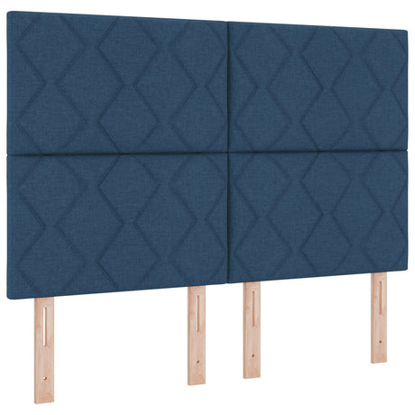 Bed Frame Blue 140X190 Cm Fabric
