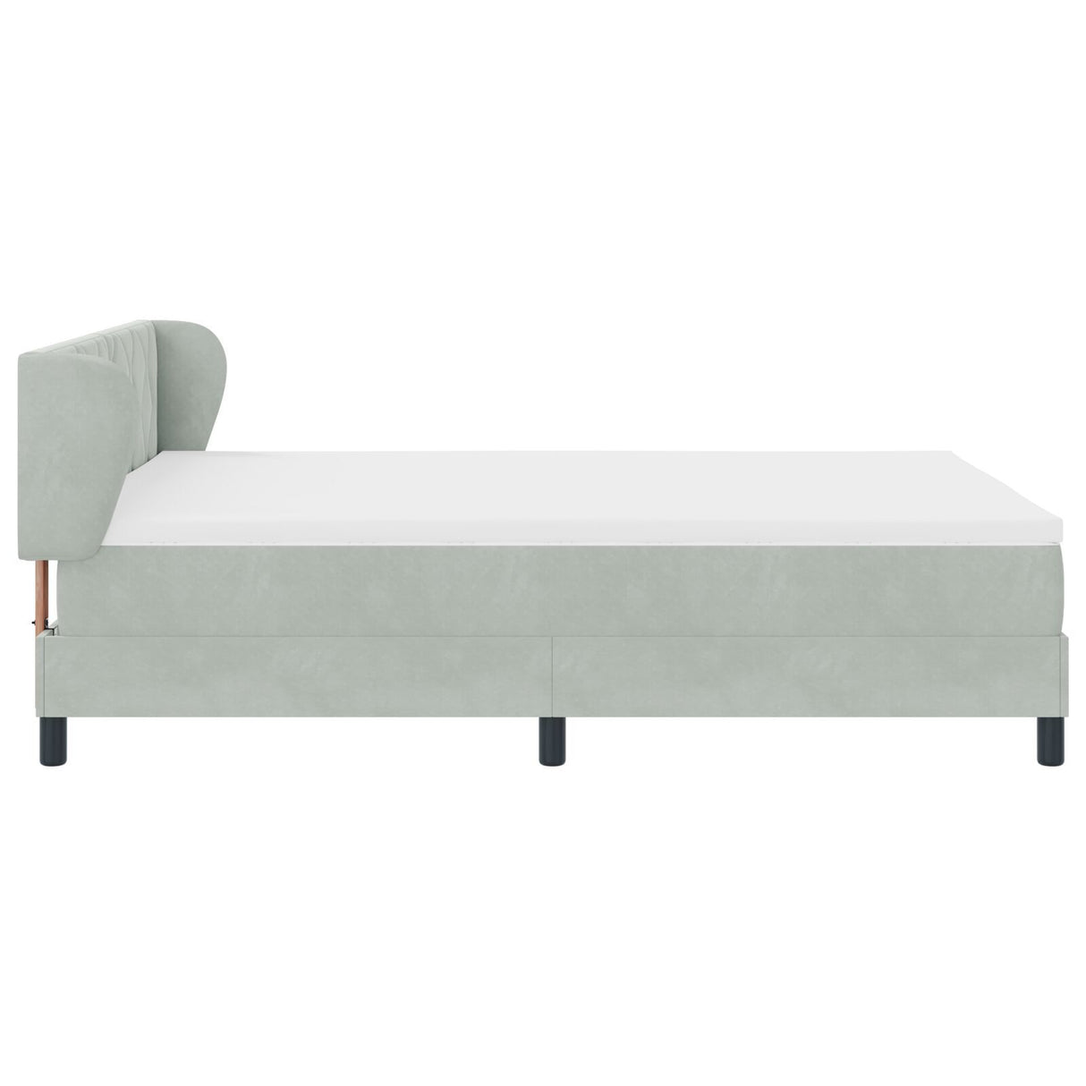 Box Spring Bed With Mattress In Light Grey, 140X190 Cm, Velvet