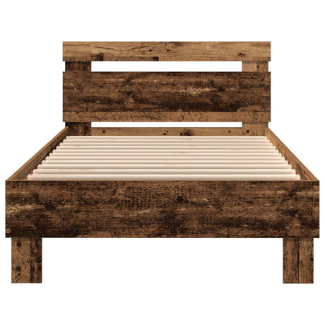 Bed Frame Without Mattress With Led Lights Old Wood 100X200 Cm