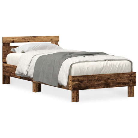 Bed Frame With Led Lights Old Wood 90X200 Cm Engineered Wood