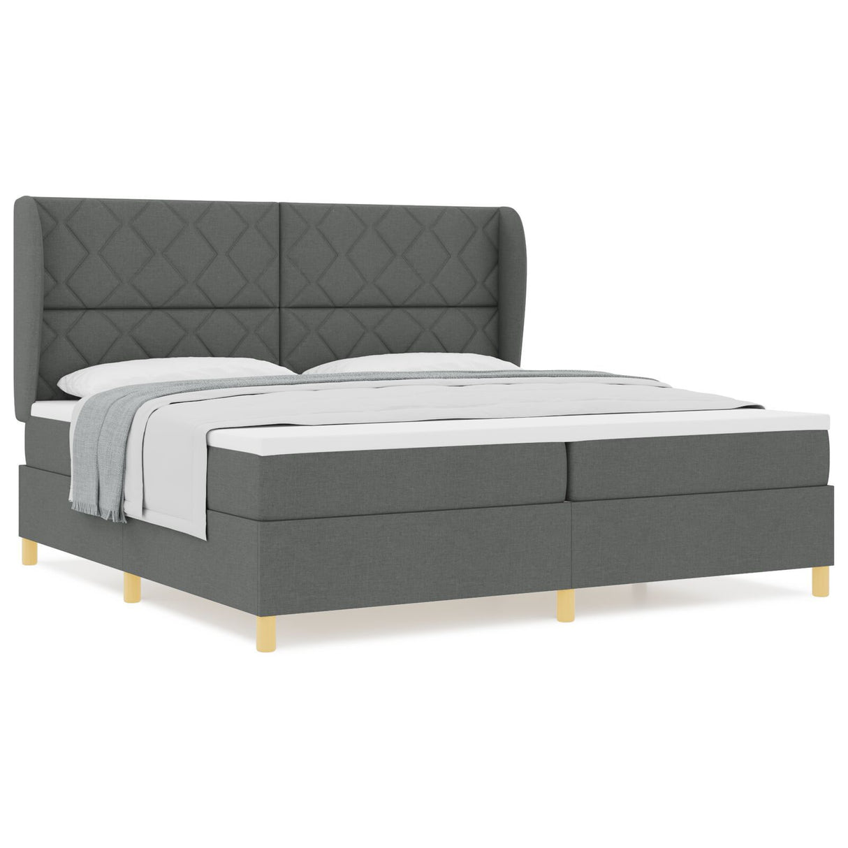 Box Spring Bed With Mattress Dark Grey 200X200 Cm Fabric