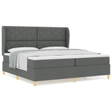 Box Spring Bed With Mattress Dark Grey 200X200 Cm Fabric