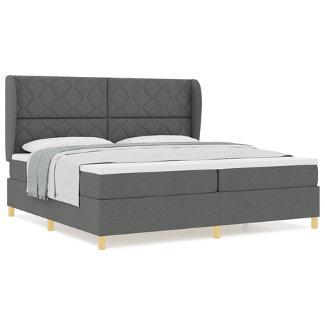 Box Spring Bed With Mattress Dark Grey 200X200 Cm Fabric