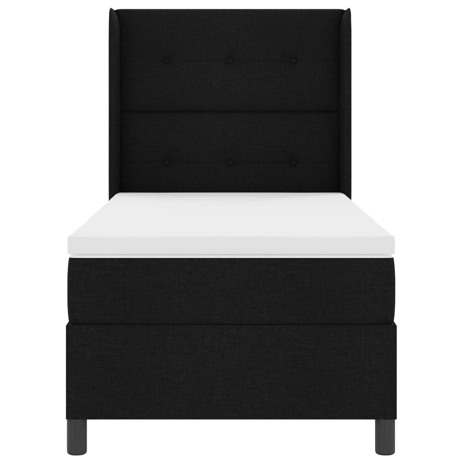 Box Spring Bed With Mattress & Led Black 90X200 Cm Fabric