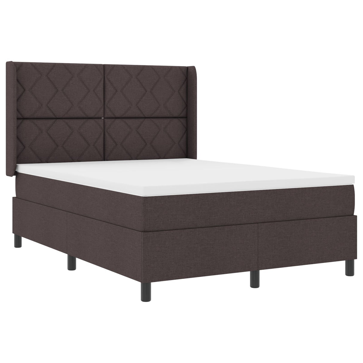 Box Spring Bed With Mattress & Led Dark Brown 140X200 Cm Fabric