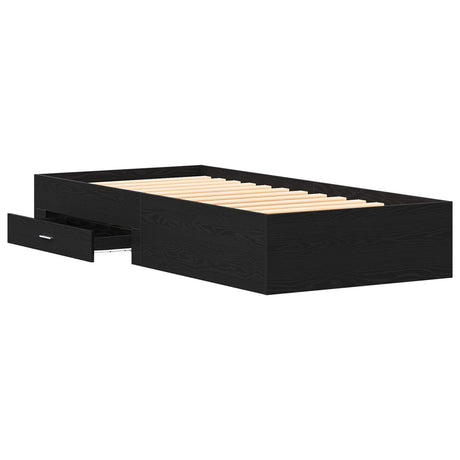 Bed Frame Black Oak 100X200 Cm Engineered Wood