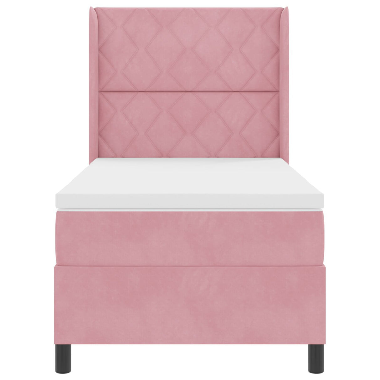 Box Spring Bed With Mattress & Led Pink 90X190 Cm Velvet