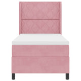 Box Spring Bed With Mattress & Led Pink 90X190 Cm Velvet