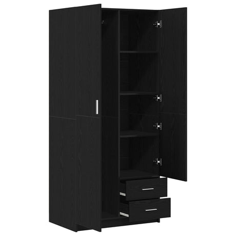 Black Oak Wardrobe 80X52X180 Cm Made Of Engineered Wood
