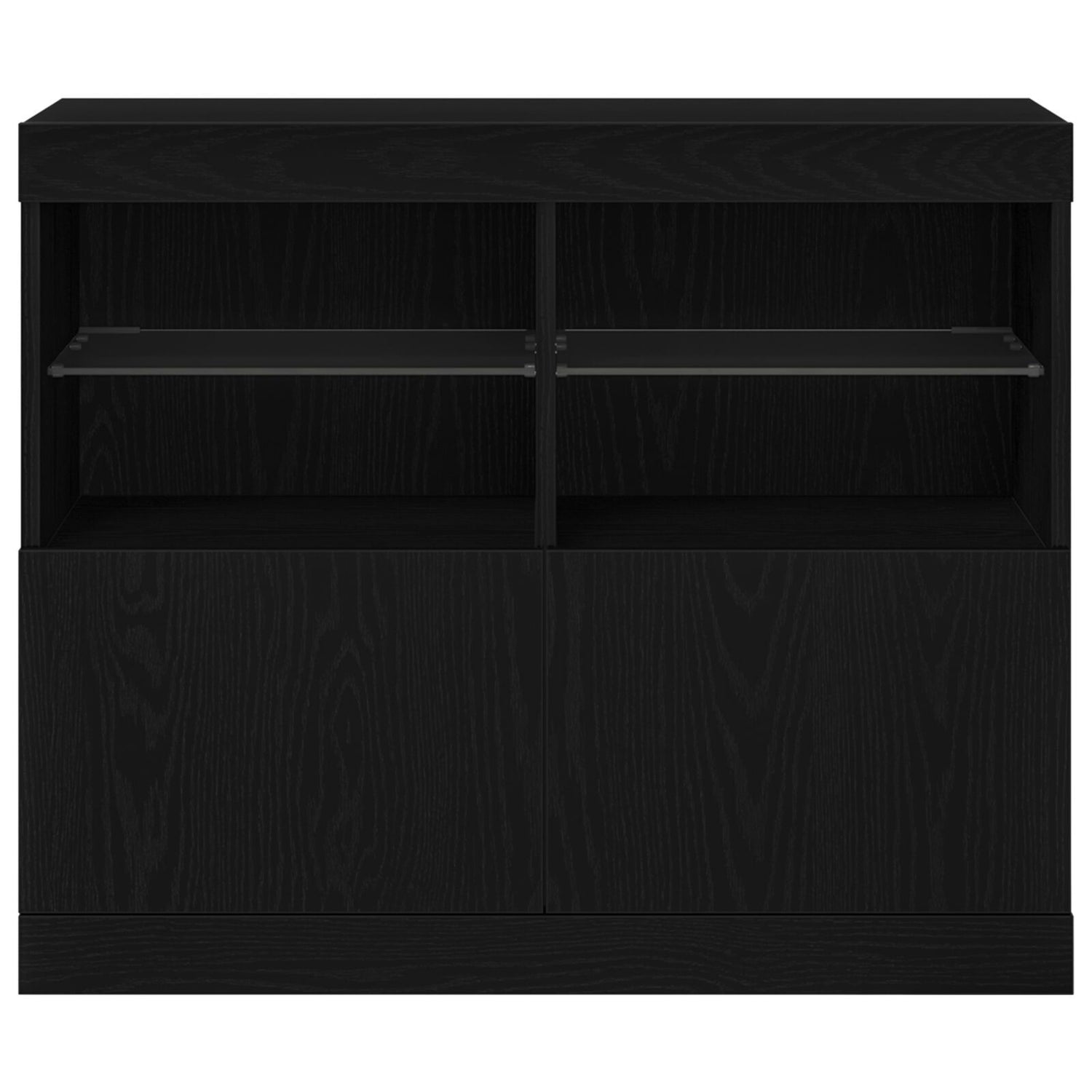 Sideboard With Led Lights Black Oak 81X37X67 Cm