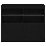 Sideboard With Led Lights Black Oak 81X37X67 Cm