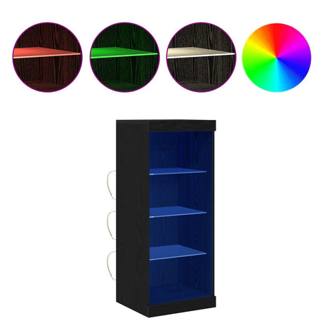 Sideboard With Led Lights Black Oak 41X37X100 Cm