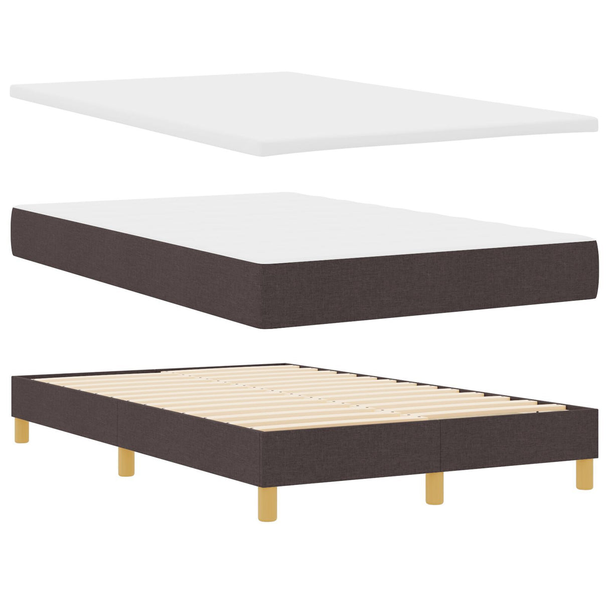 Box Spring Bed With Mattress & Led Dark Brown 120X200 Cm Fabric