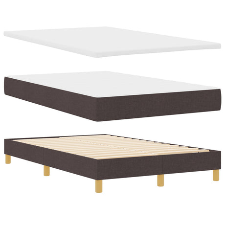 Box Spring Bed With Mattress & Led Dark Brown 120X200 Cm Fabric