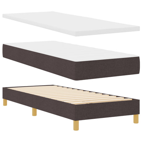 Box Spring Bed With Mattress & Led Dark Brown 80X200 Cm Fabric