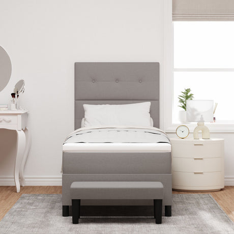 Box Spring Bed With Mattress & Bench Grey 80X200 Cm Fabric