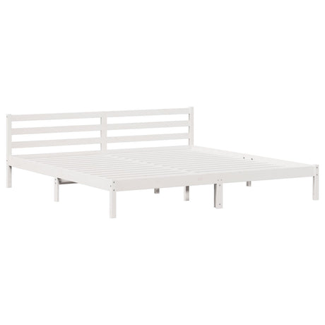 Bed Frame With Headboard White 200X220 Cm Solid Wood Pine