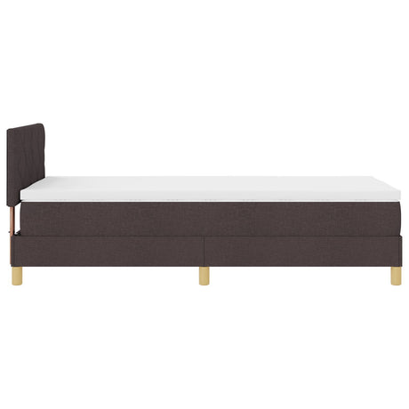 Box Spring Bed With Mattress & Led Dark Brown 90X200 Cm Fabric
