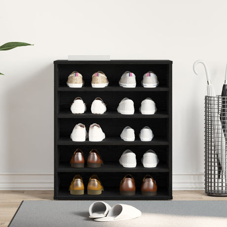 Shoe Cabinet In Black Oak - 60X35X70 Cm, Made Of Engineered Wood