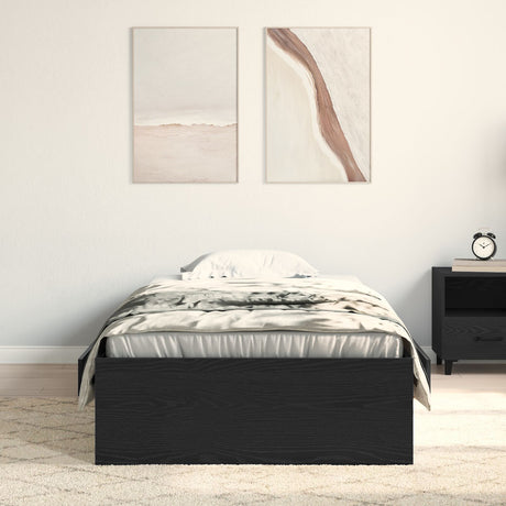 Bed Frame Black Oak 100X200 Cm Engineered Wood