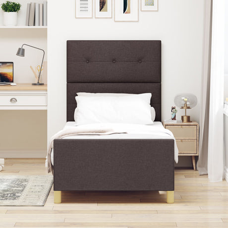 Bed Frame Dark Brown Wood, Fabric 80 X 200 Cm Durable Bed Frame