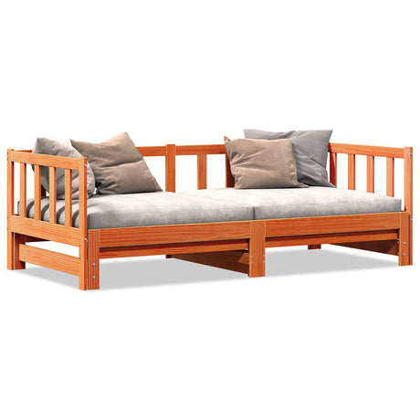Pull-Out Day Bed Without Mattress Wax Brown 2X(80X200) Cm