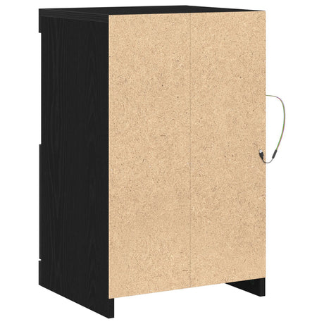 Sideboard With Led Lights Black Oak 41X37X67 Cm