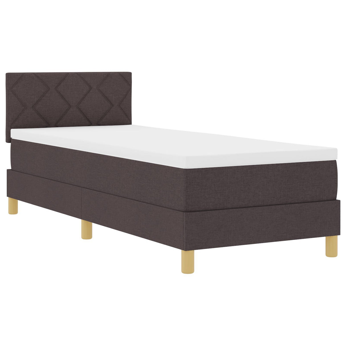 Box Spring Bed With Mattress & Led Dark Brown 80X200 Cm Fabric