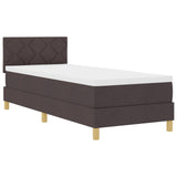 Box Spring Bed With Mattress & Led Dark Brown 80X200 Cm Fabric