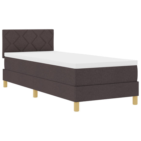 Box Spring Bed With Mattress & Led Dark Brown 80X200 Cm Fabric