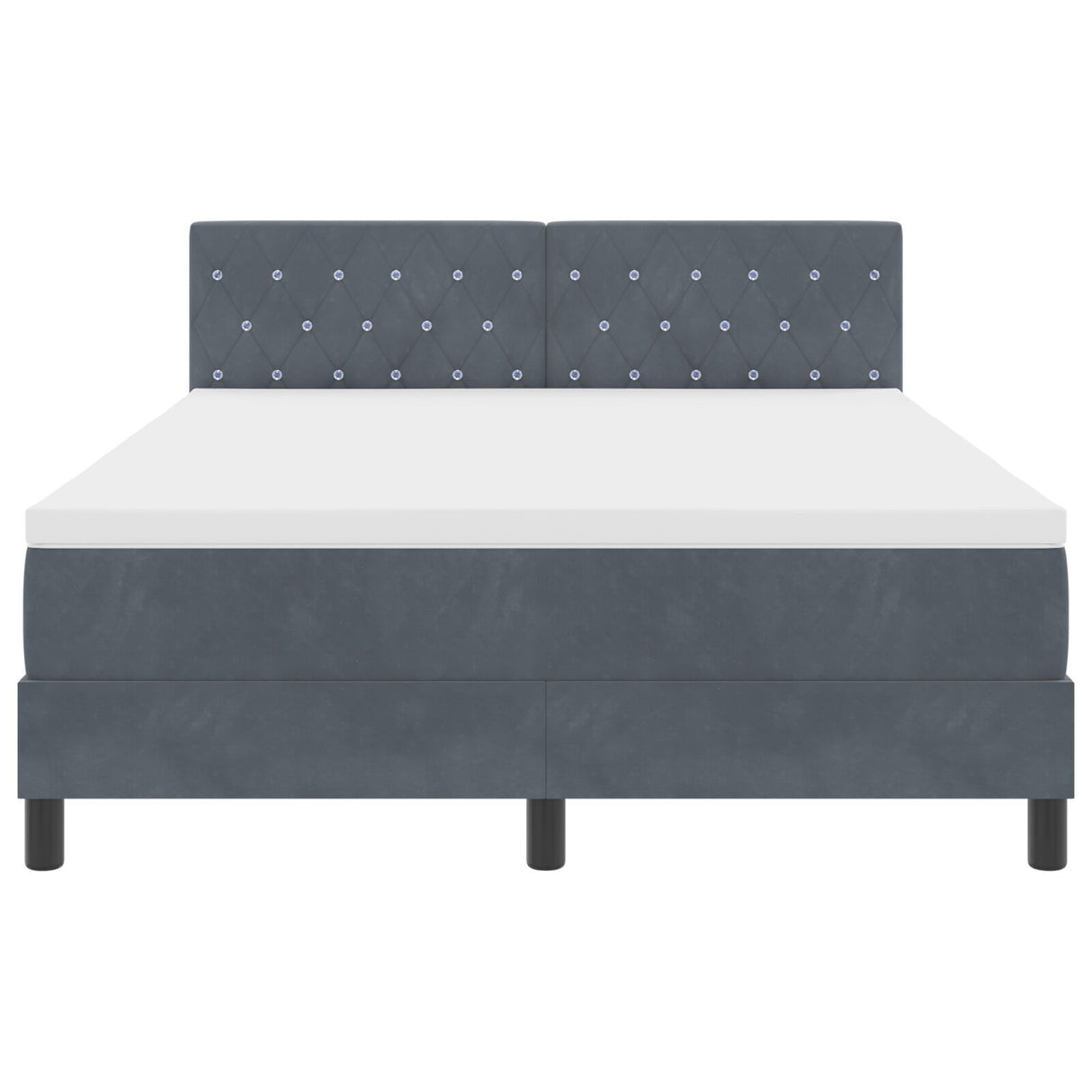 Box Spring Bed With Mattress & Led Dark Grey 140X190 Cm Velvet